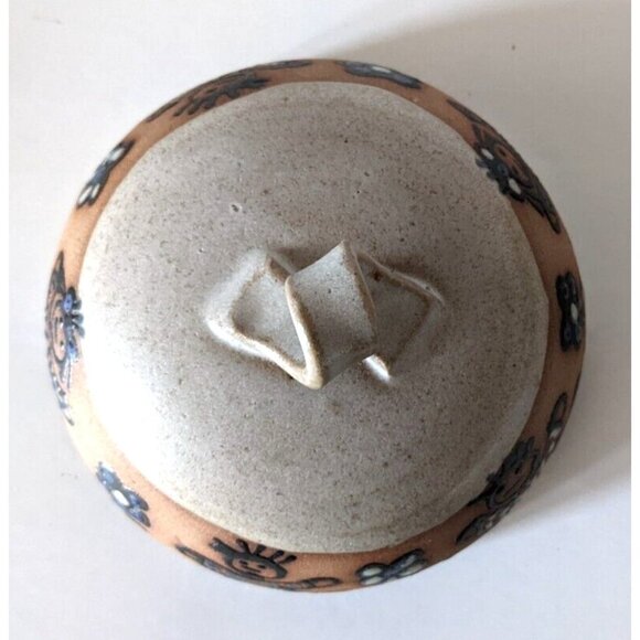 Handmade Carlota Cheese Butter Dish Tumbler Set Stoneware Studio Signed VTG Flaw - Picture 4 of 12